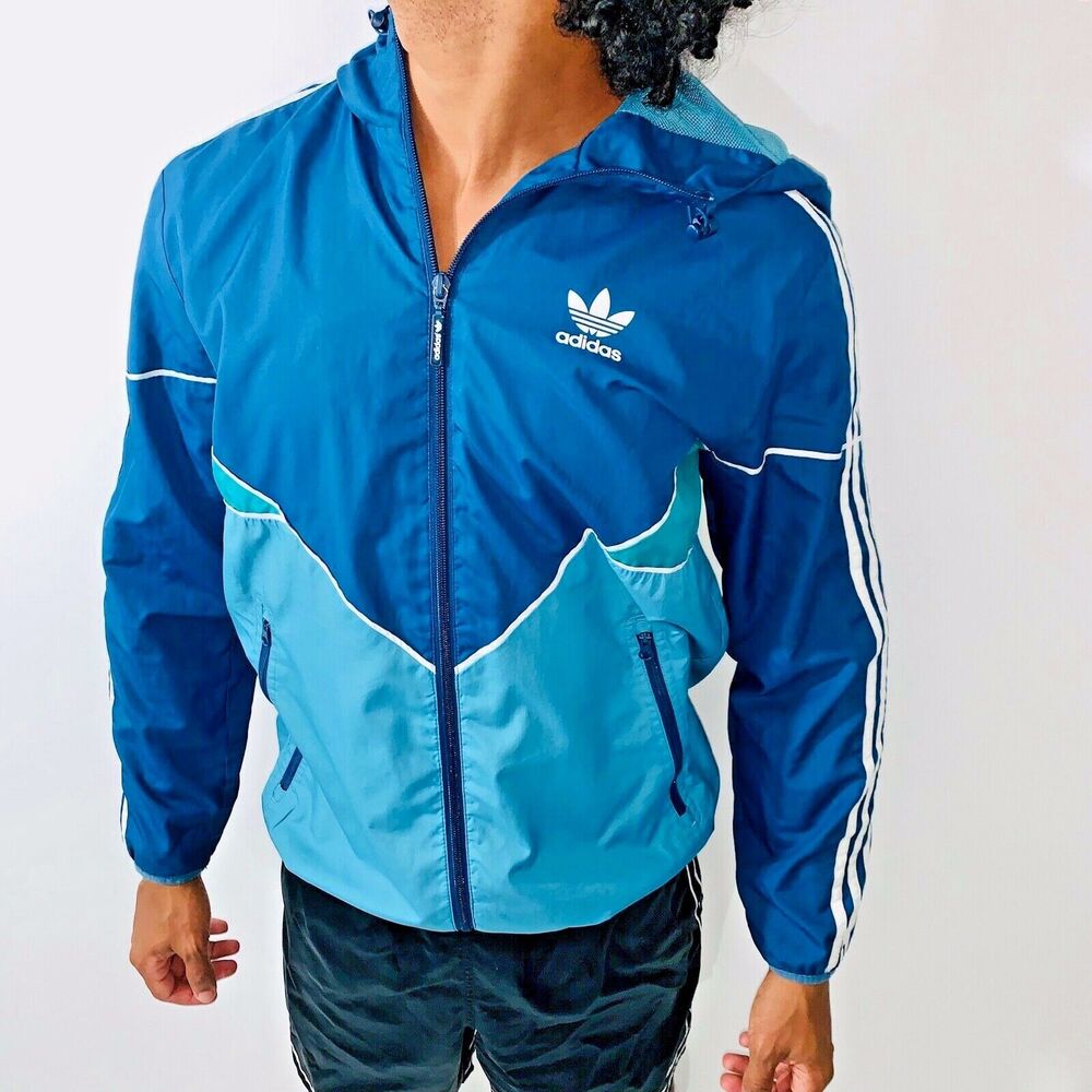 Adidas Originals Vintage Rare Jacket Windbreaker Skateboarding Sky M